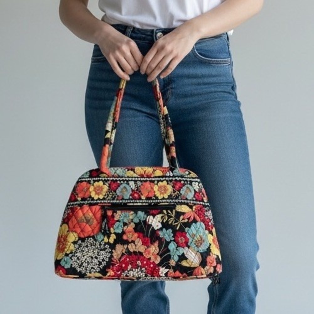 Vera Bradley Eloise Quilted Shoulder Bag Happy Snails Floral Retired Cottagecore